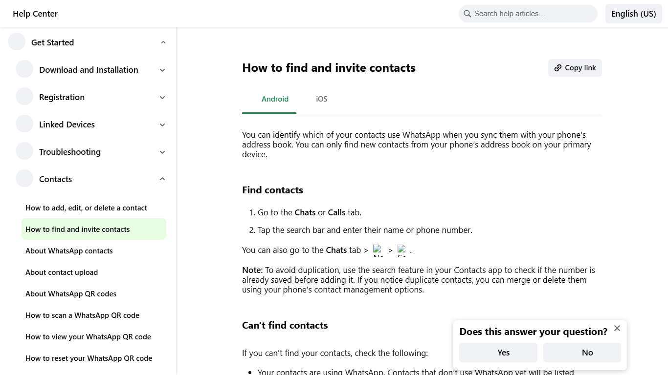 How to find and invite contacts WhatsApp Help Center